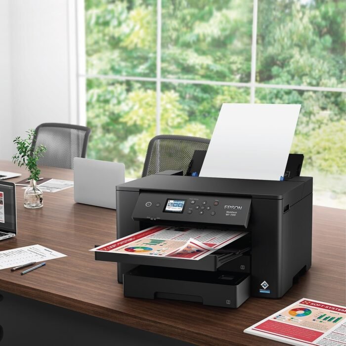 Epson Workforce Pro WF-7310 Wireless Wide-Format Printer with Print up to 13" x 19", Auto 2-Sided Printing up to 11" x 17", 500-sheet Capacity, 2.4" Color Display, Smart Panel App, Medium,Black - Image 6