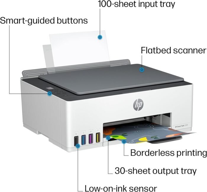 HP Smart Tank 5101 Wireless All-in-One Ink Tank Printer with 2 years of ink included,Print, scan, copy, Best-for-home, Refillable ink tank (1F3Y0A) - Image 4