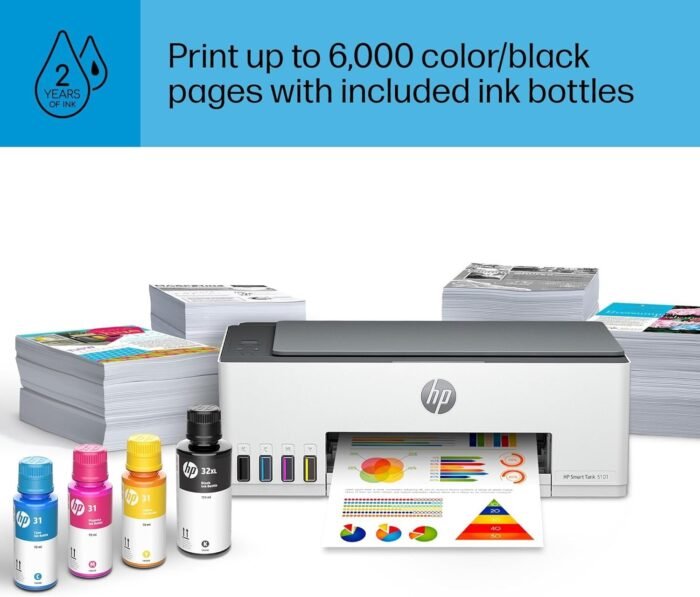 HP Smart Tank 5101 Wireless All-in-One Ink Tank Printer with 2 years of ink included,Print, scan, copy, Best-for-home, Refillable ink tank (1F3Y0A) - Image 10