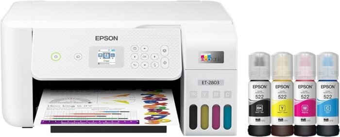 Epson EcoTank ET-2803 Wireless Color All-in-One Cartridge-Free Supertank Printer with Scan, Copy and AirPrint Support